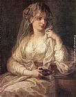 Portrait of a Woman Paintings - Portrait of a Woman Dressed as Vestal Virgin by Angelica Kauffmann